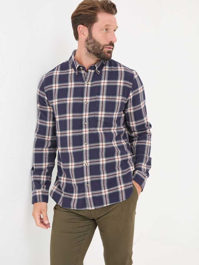 Purple Long Sleeve Ombre Check 100% Cotton Shirt (E21761) | £30