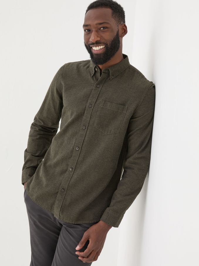 Green Long Sleeve Oxlow Plain 100% Cotton Shirt (E21766) | £30