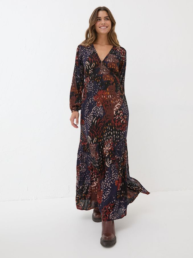 Black/White Noelle Animal Print Maxi Dress (E22568) | £35