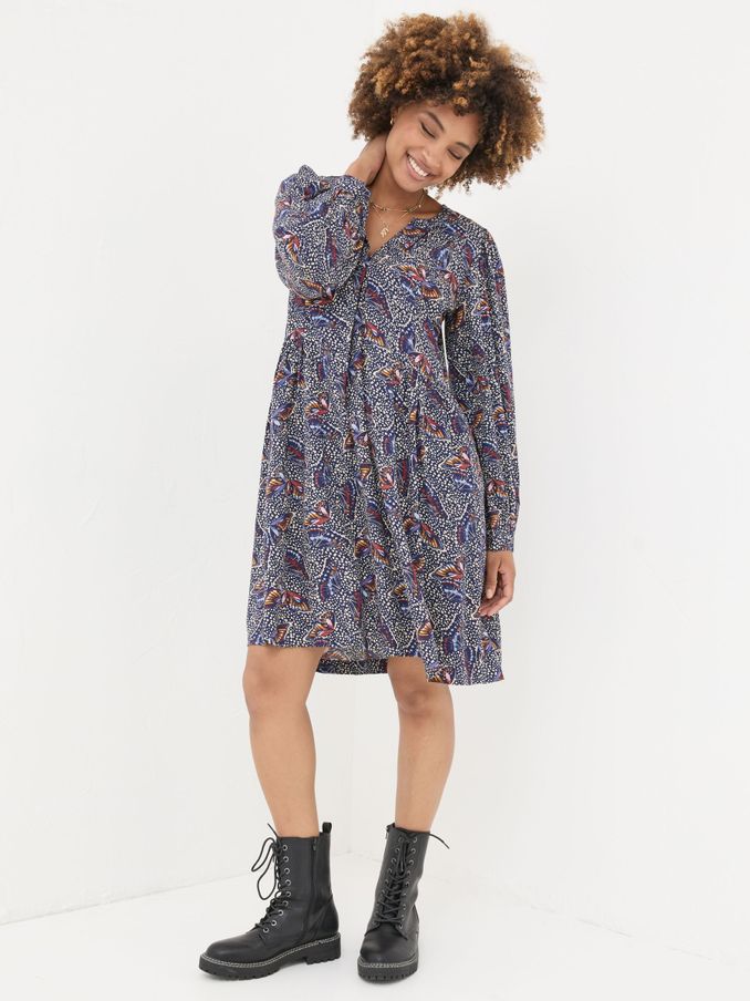 Anona Dark Navy Swing Dress (E22571) | £22