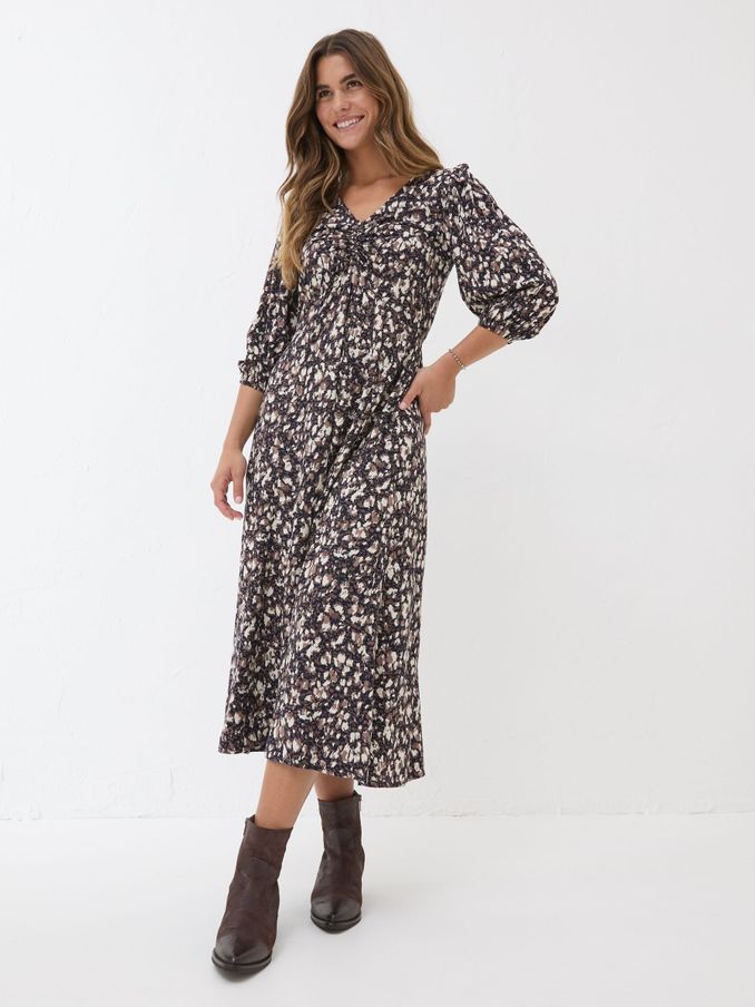 Libby Black Patterned Midi Dress (E22574) | £28