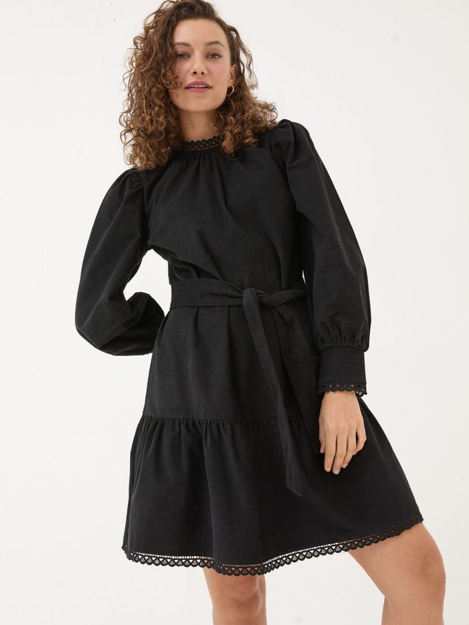 Black Adley Cord 100% Cotton Dress (E22575) | £30