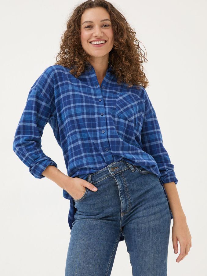Blue 100% Cotton Carolin Check Shirt (E22584) | £30