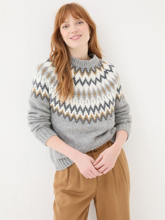 Cassie Grey Grey Fair Isle Jumper (E22599) | £28