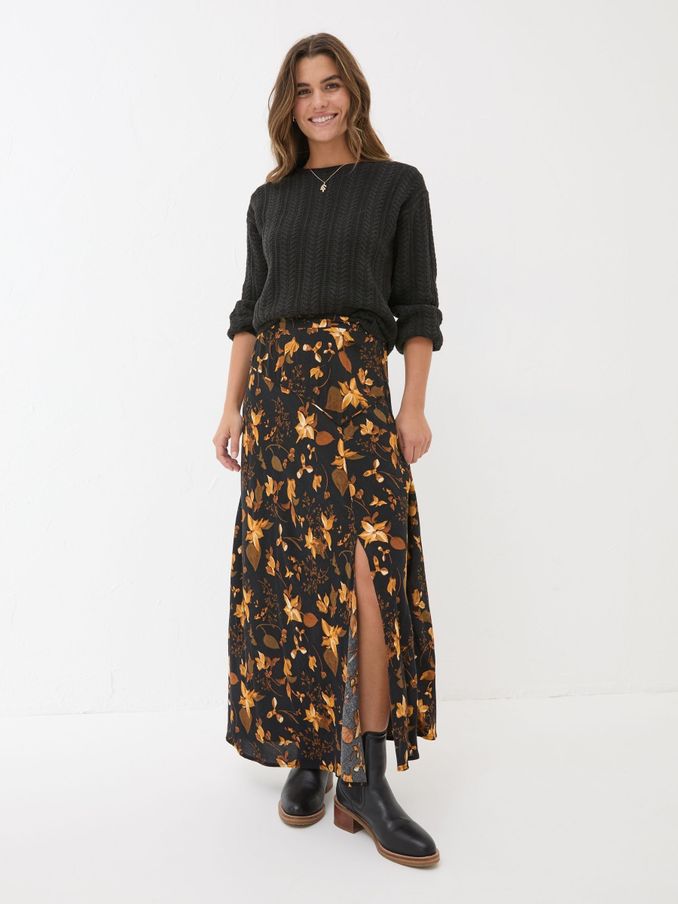 Black Willa Floral Skirt (E22635) | £22