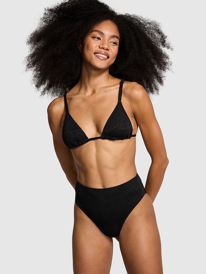 Pure Black High Waisted Swim Bikini Bottom (E22904) | £13