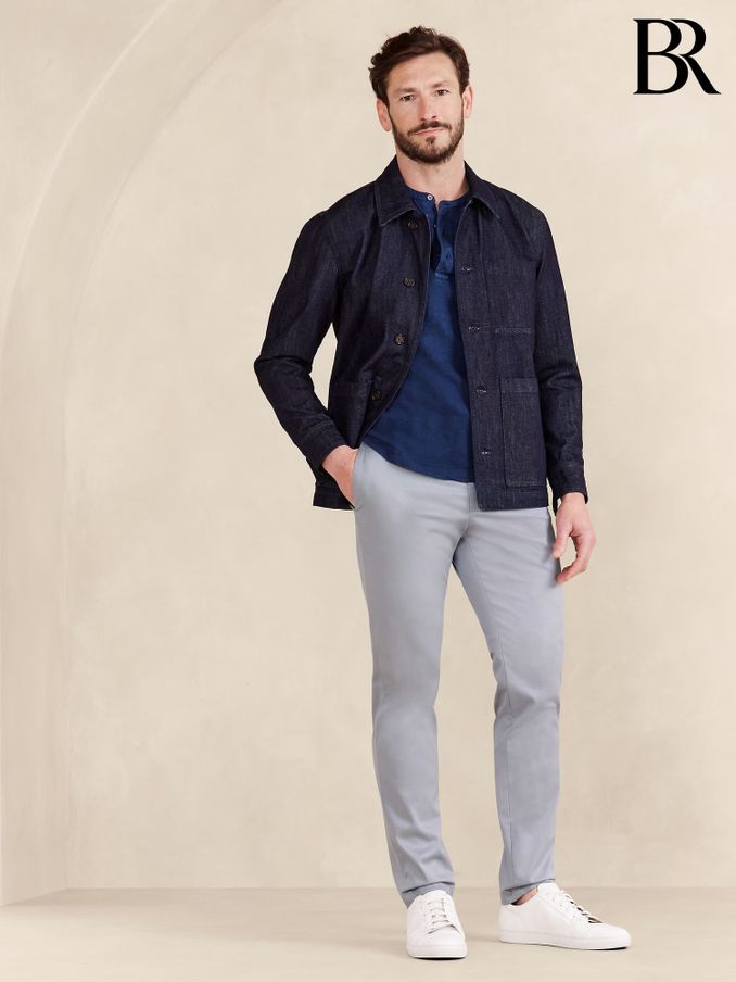Banana Republic Light Grey Slim Fit Chino Trousers (E23766) | £56