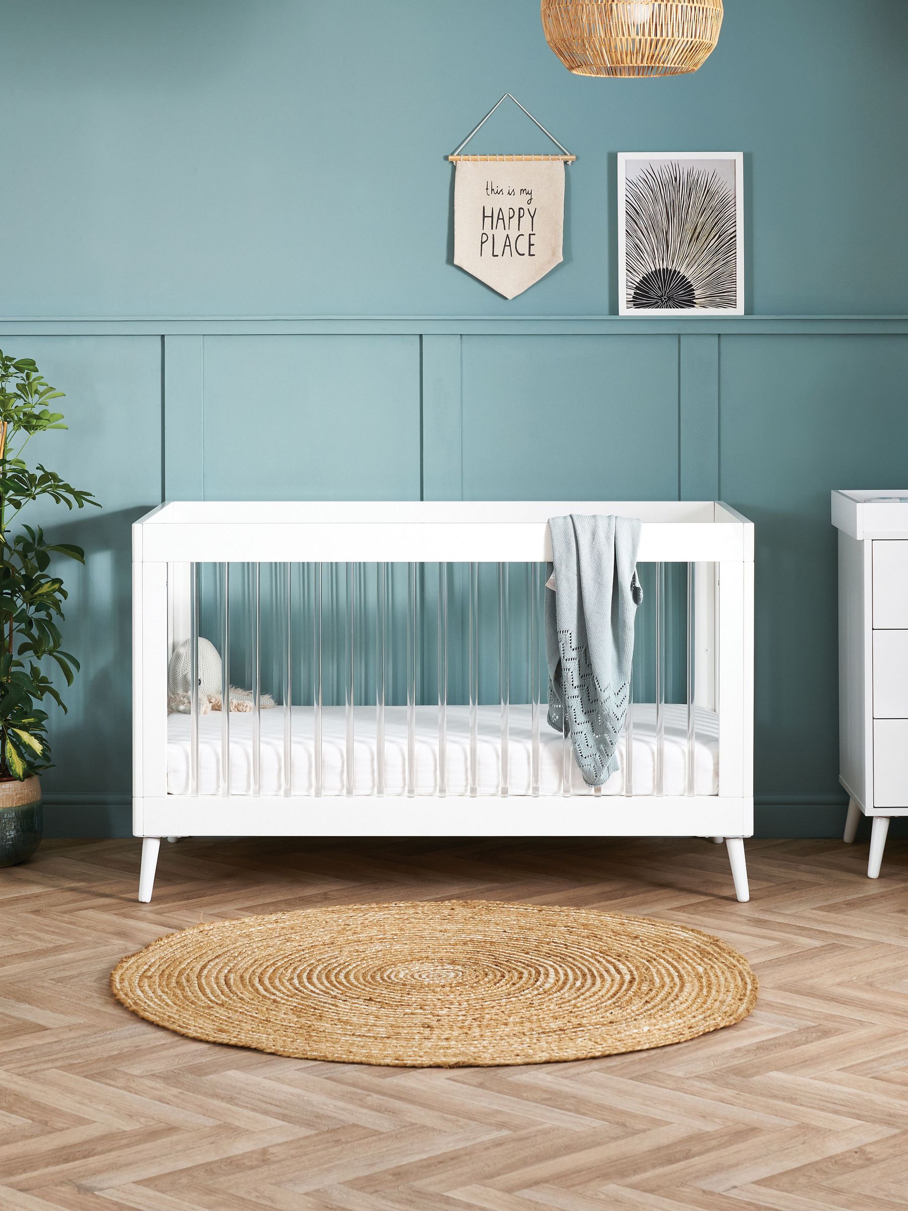 Obaby White with Acrylic Maya Nursery Cot Bed (E23950) | £450