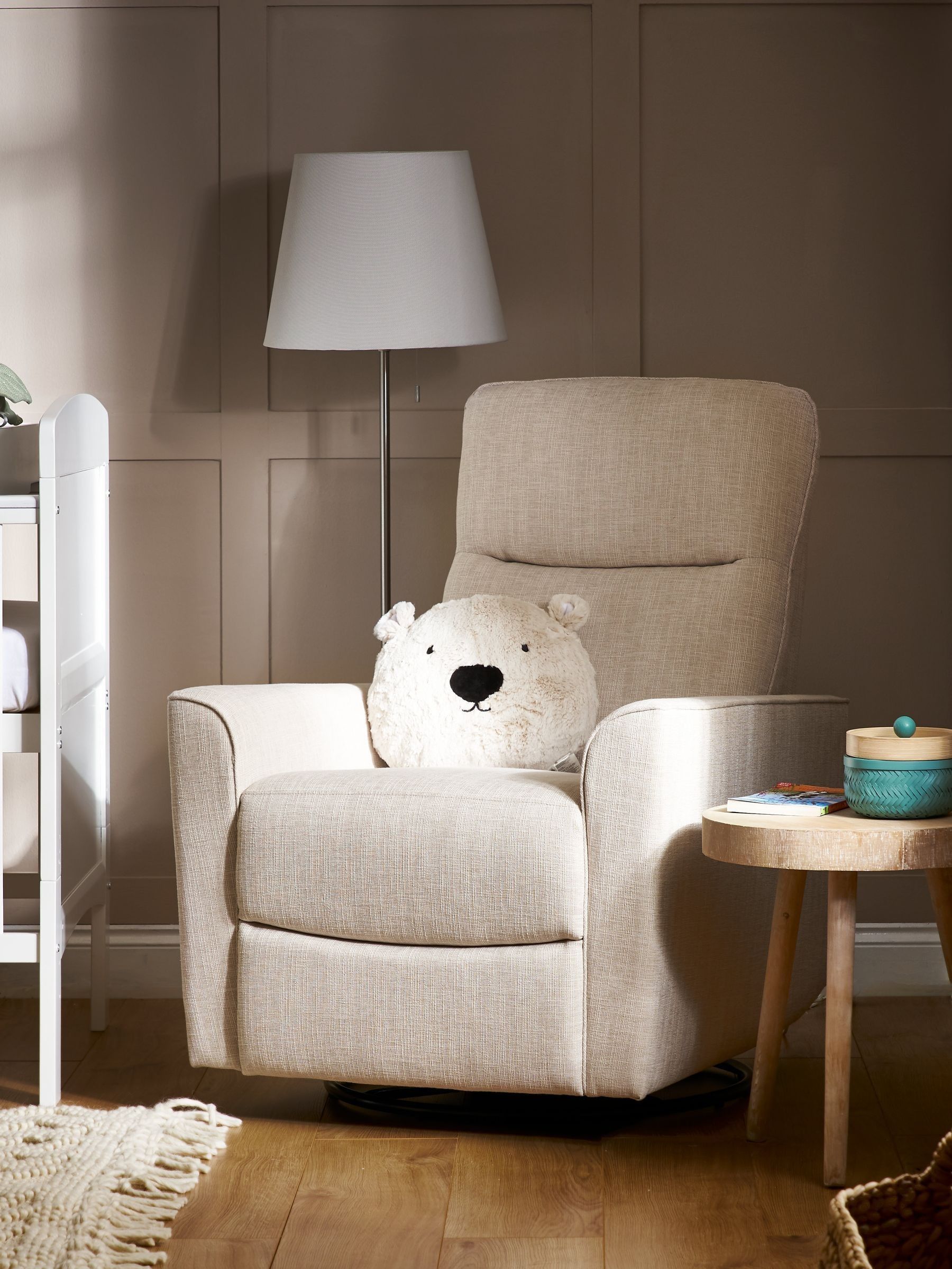 Obaby Oatmeal Savannah Swivel Glider Recliner Nursing Chair (E23954) | £480