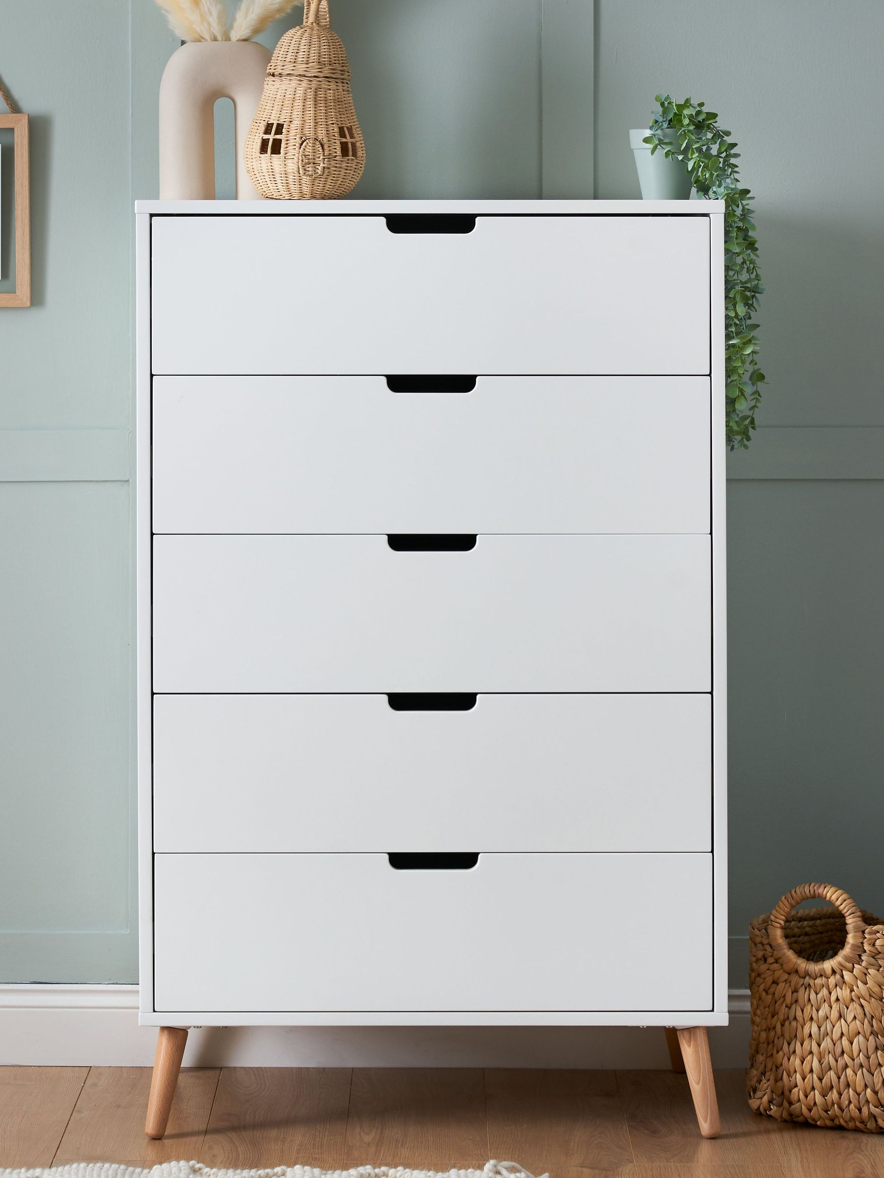 Obaby White/Natural Maya Tall Boy Chest of Drawers (E24054) | £300