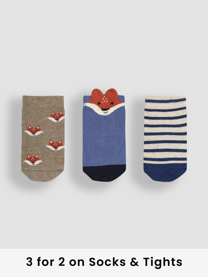 Navy Fox Socks 3 Pack (E26017) | £9.50