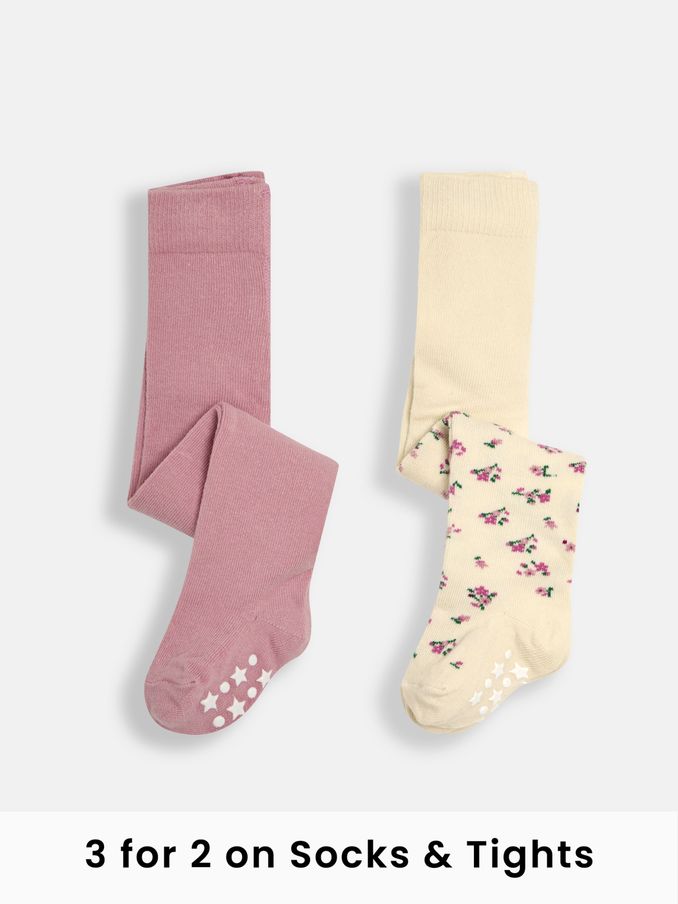 Pastel Pink 2-Pack Cotton Rich Tights (E26019) | £15