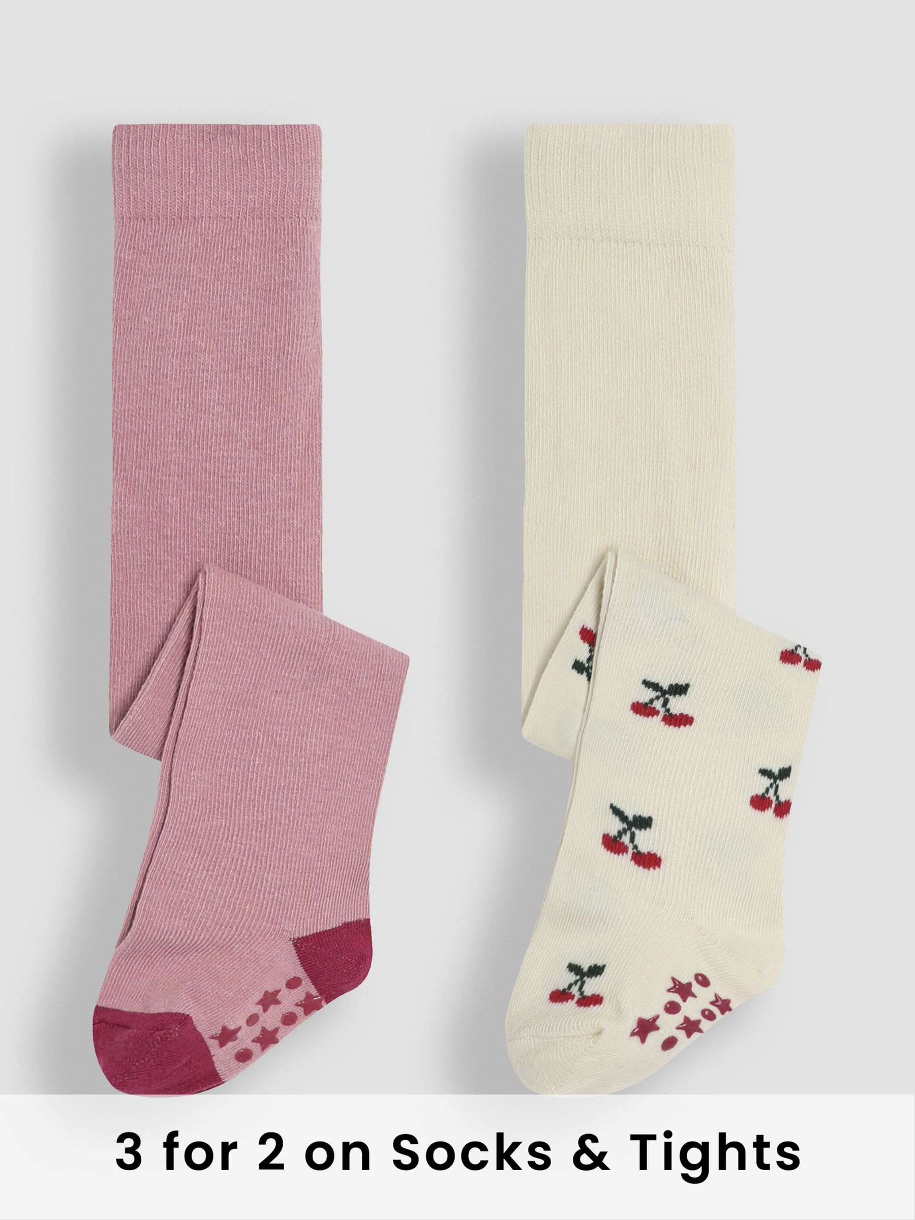 Red Cotton Rich Cherry Tights 2 Pack (E26020) | £15