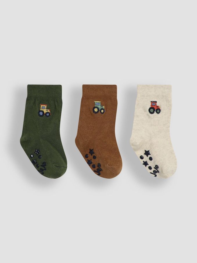 Natural Tractor Socks 3 Pack (E26021) | £4