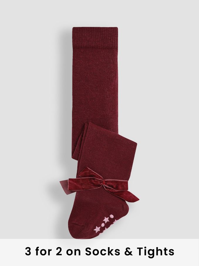 Wine Cotton Rich Tight With Bows (E26032) | £9.50
