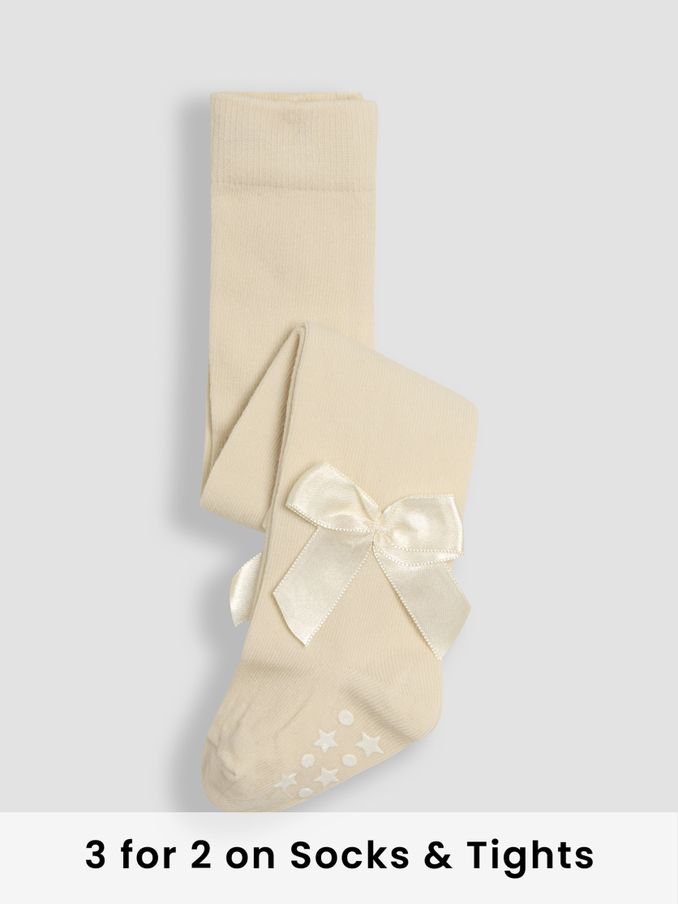 Cream Cotton Rich Tight With Bows (E26036) | £9.50
