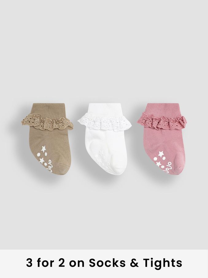 Natural Frill Socks 3 Pack (E26042) | £9.50
