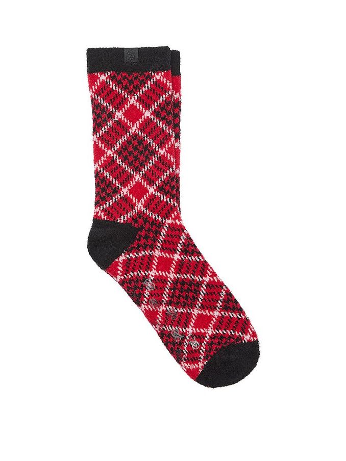 Red Plaid Fleece Socks (E26718) | £7