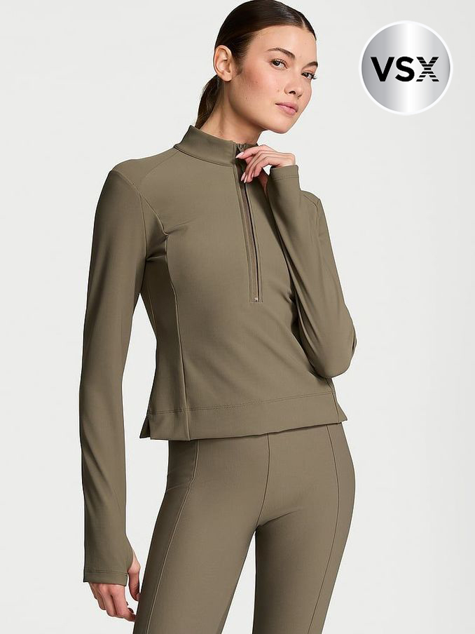 Olive Green Half Zip Rib Jacket (E26757) | £59