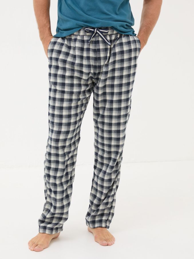 Wickham Navy Check 100% Cotton Pyjamas Bottoms (E27507) | £25