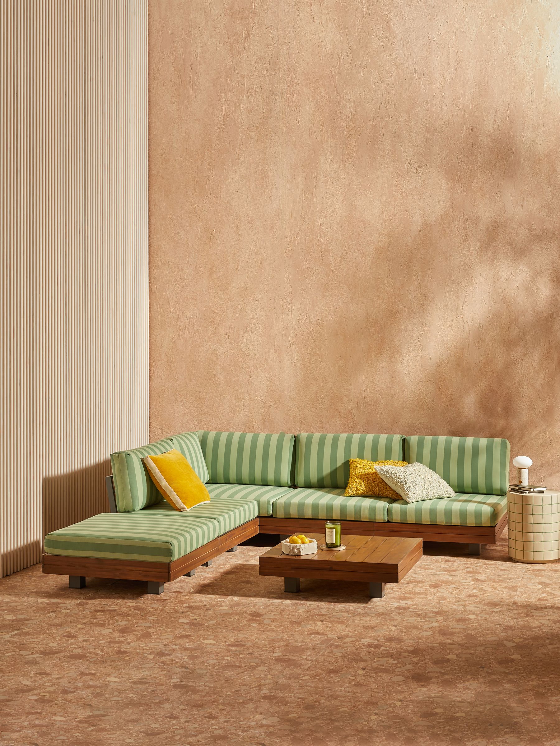 Avarna Garden Corner Lounge Set in Green Stripe (E27940) | £1,699