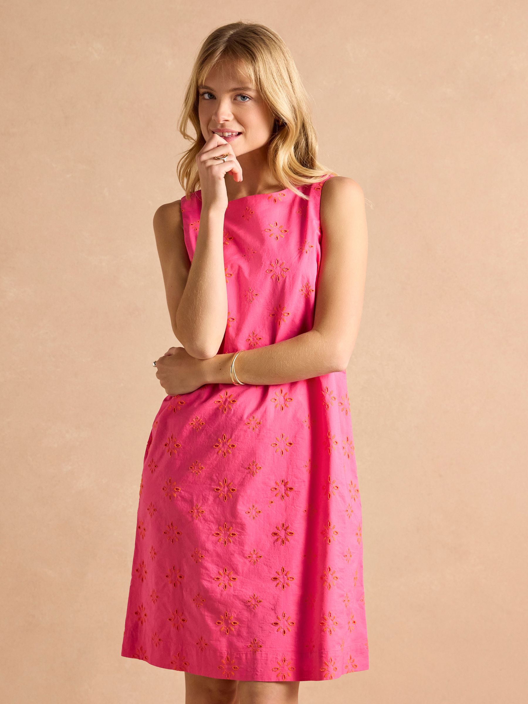 Delphine Pink Shift Dress With Linen (E27953) | £69