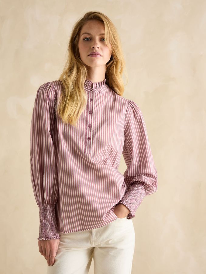 Mariella Pink & White Frill Neck Blouse (E28008) | £49
