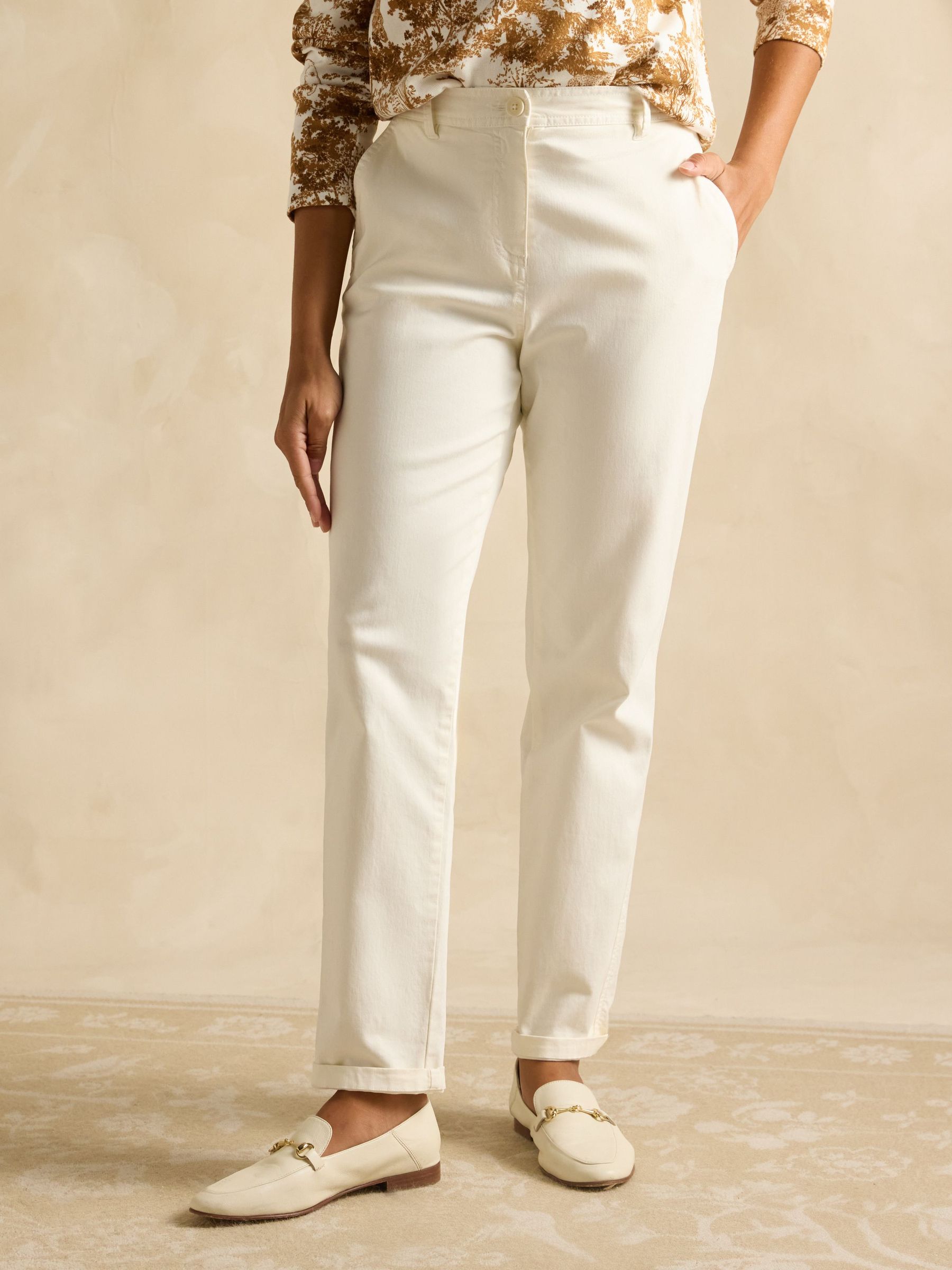 Slim Fit Cream Chino Trousers (E28017) | £55