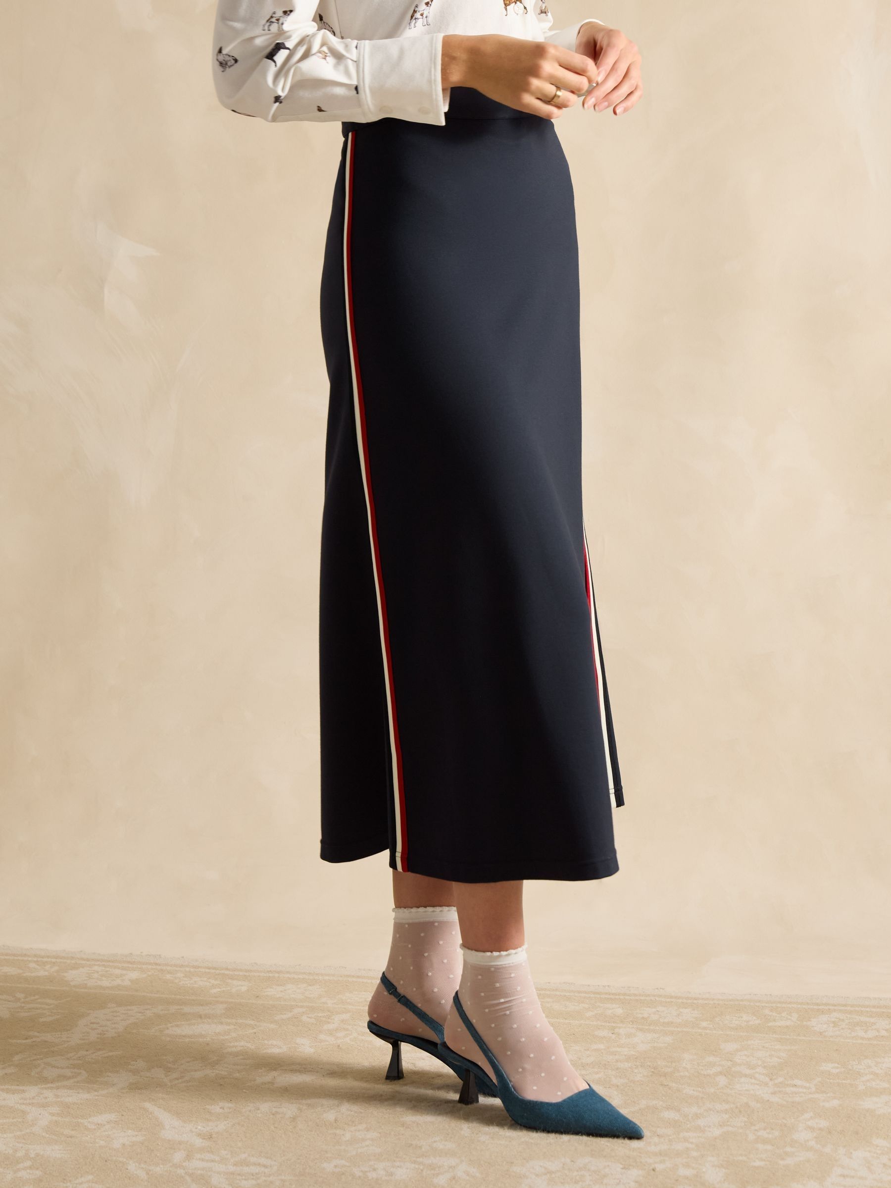 Pia Navy Ponte Jersey Skirt (E28018) | £49