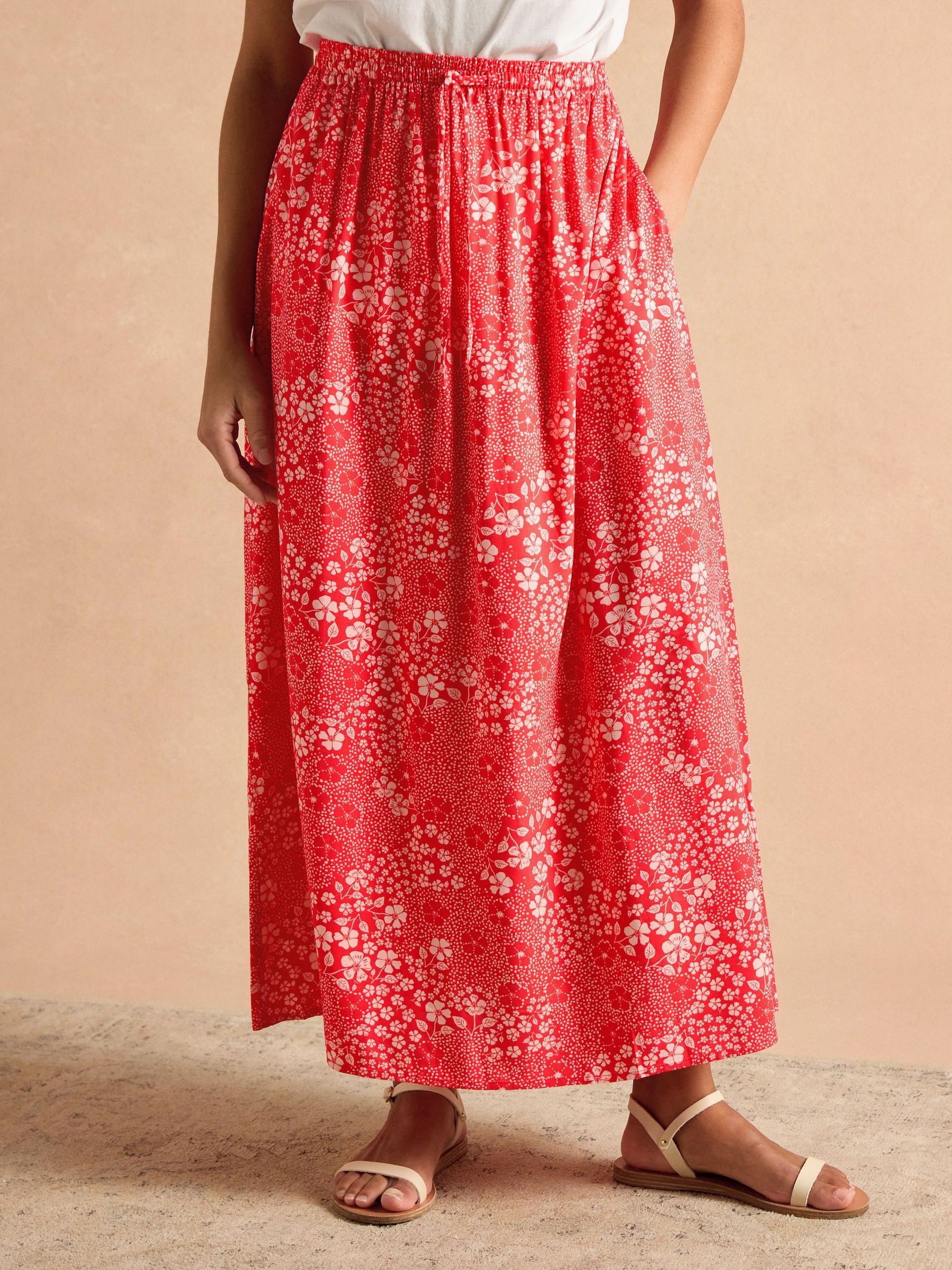 Adele Red Midi Skirt (E28021) | £39