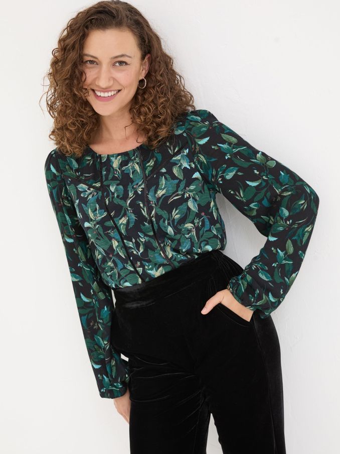 Black Dark Skies Charlee Leaves Top (E29293) | £25