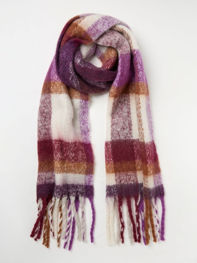 Purple Eva Check Scarf (E29849) | £12