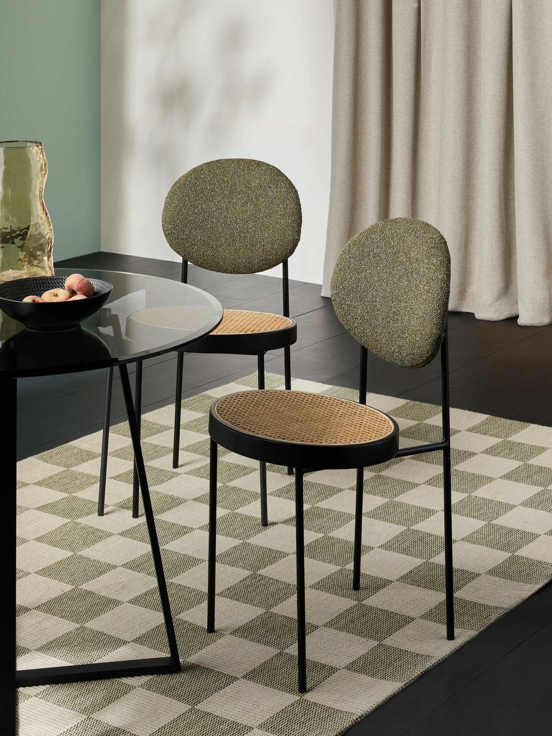 Set of 2 Rumana Dining Chairs in Dark Green Boucle (E29871) | £329
