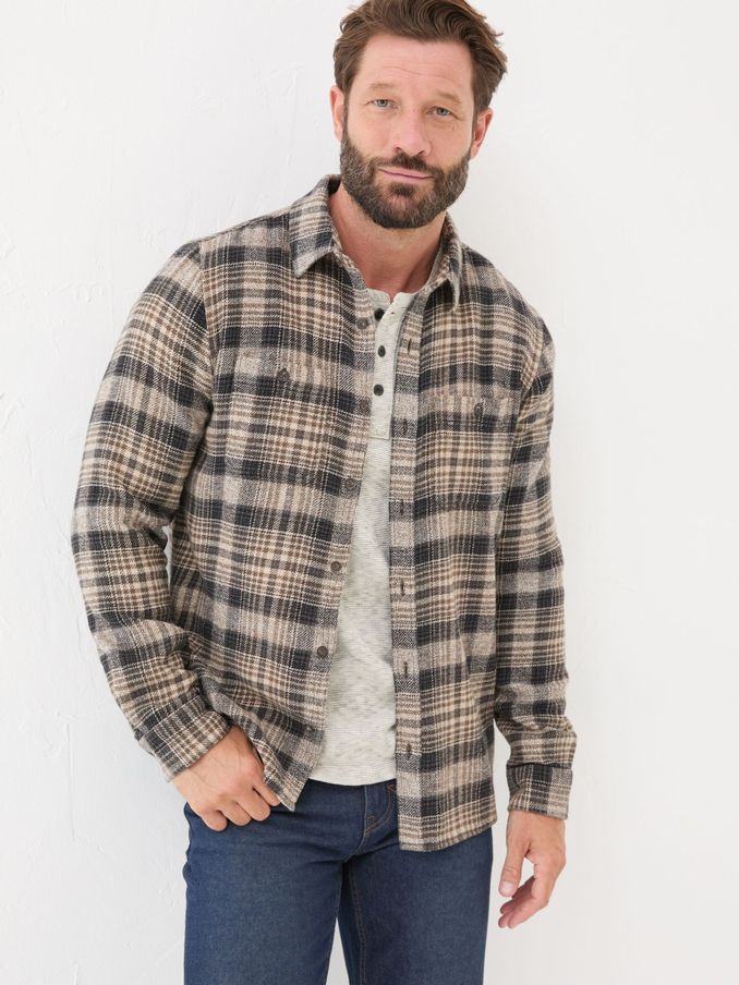 Brown Long Sleeve Upton Check 100% Cotton Shirt (E30279) | £35