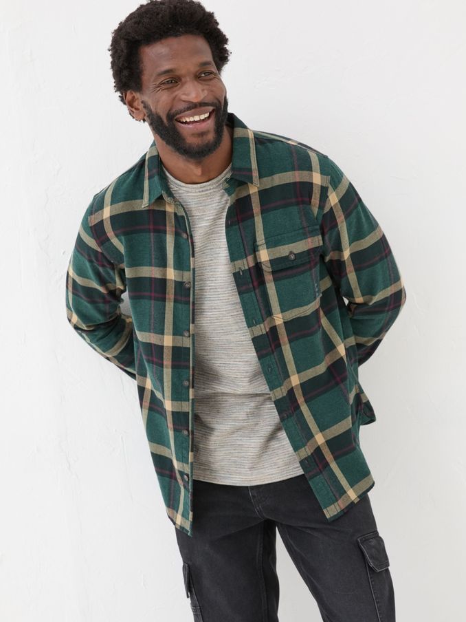 Green Dark Skies Check 100% Cotton Shirt (E30280) | £30