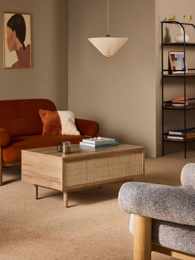 Pavia Rattan Coffee Table to Desk in Oak Effect (E30412) | £379
