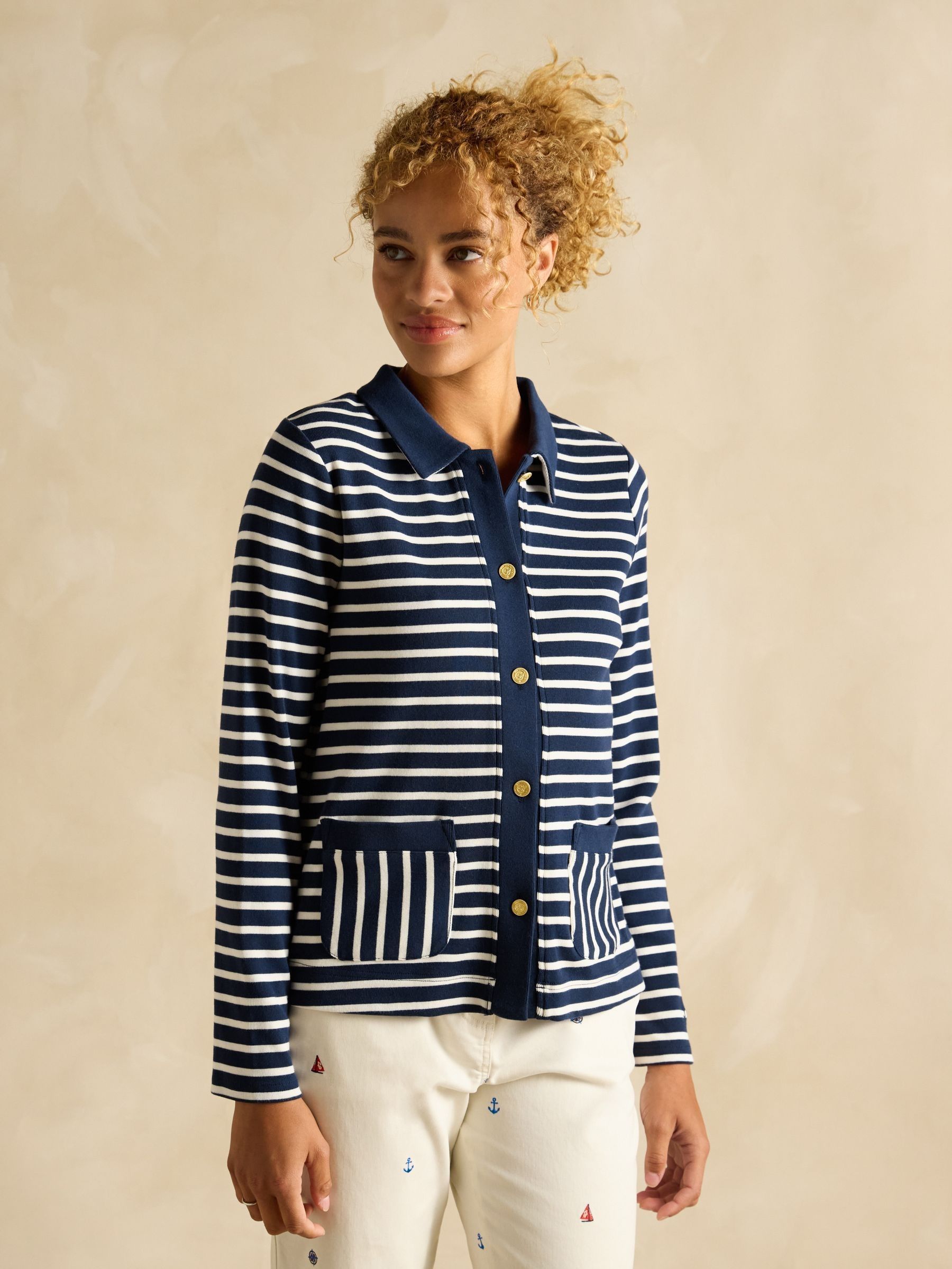 Harbour Navy Jersey Cardigan (E30865) | £55