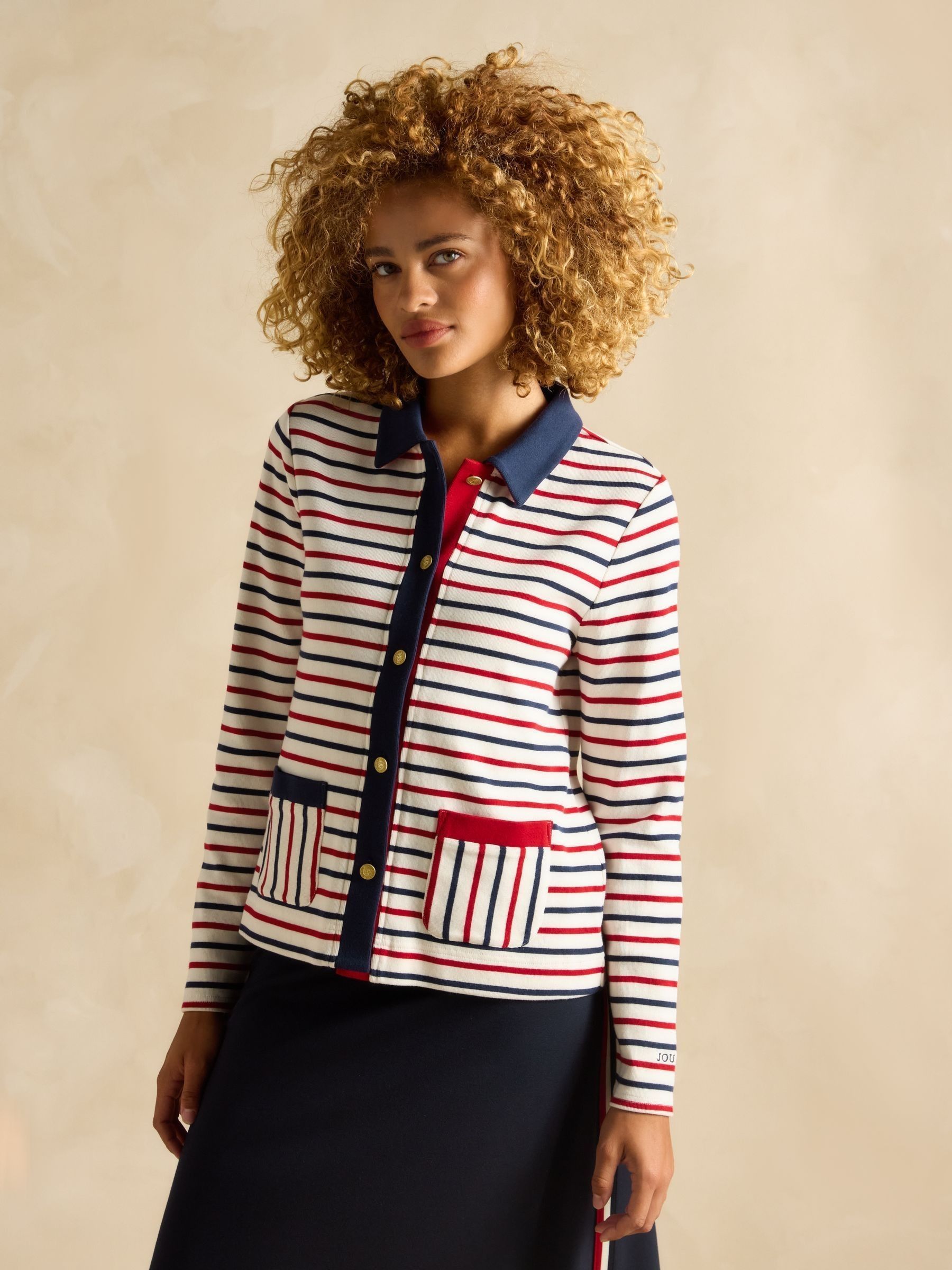 Harbour Blue & Red Jersey Cardigan (E30866) | £55