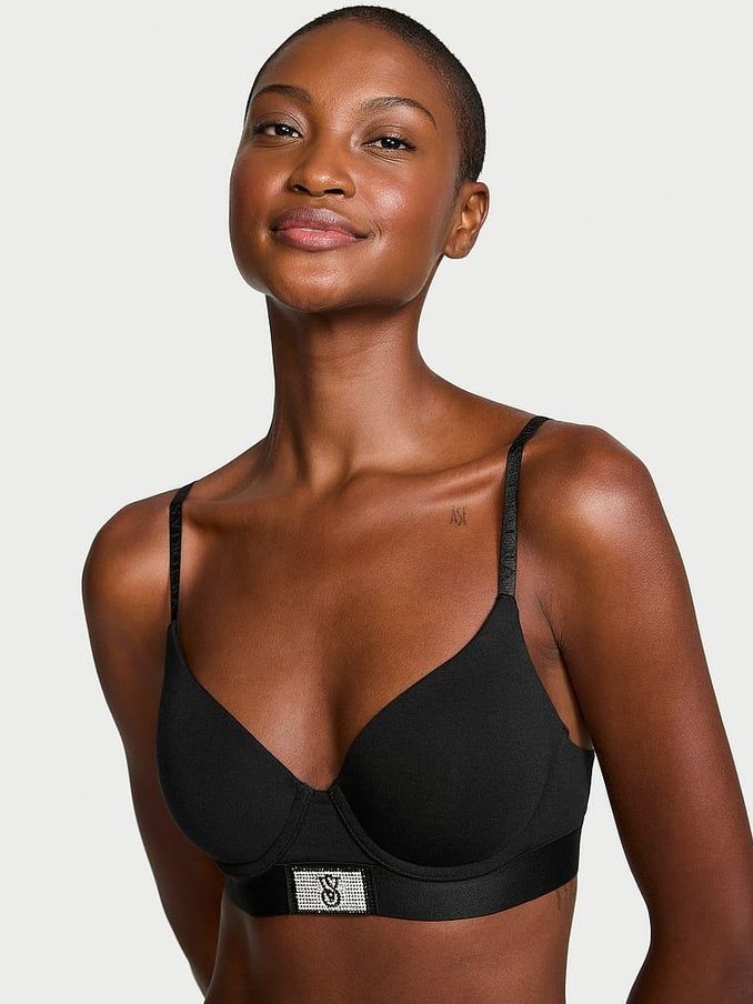 Black Lightly Lined Demi Shine Patch Bra (E31167) | £39