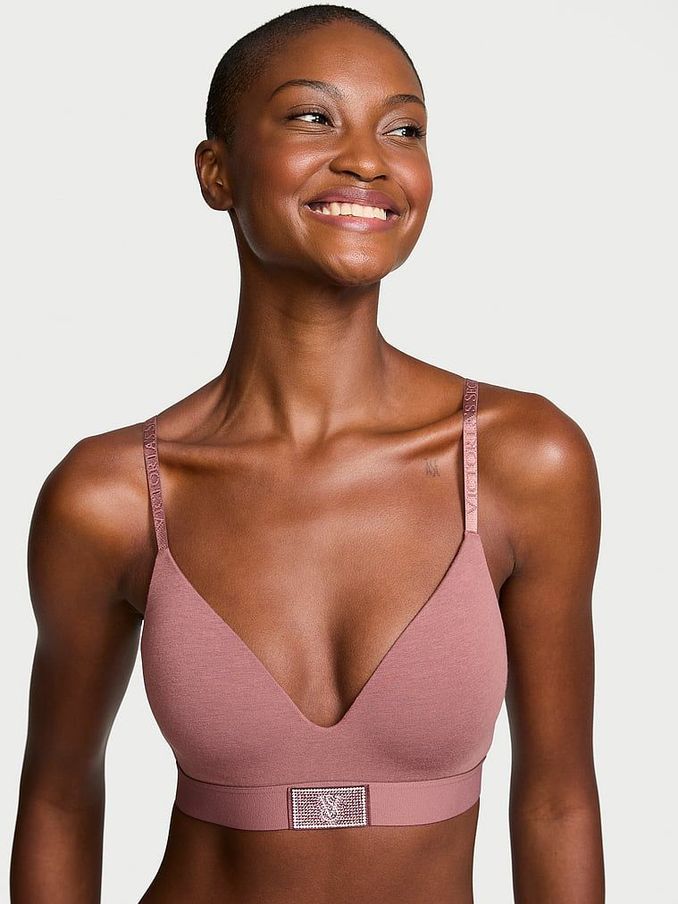 Vintage Rose Pink Non Wired Lightly Lined Shine Patch Bra (E31170) | £39