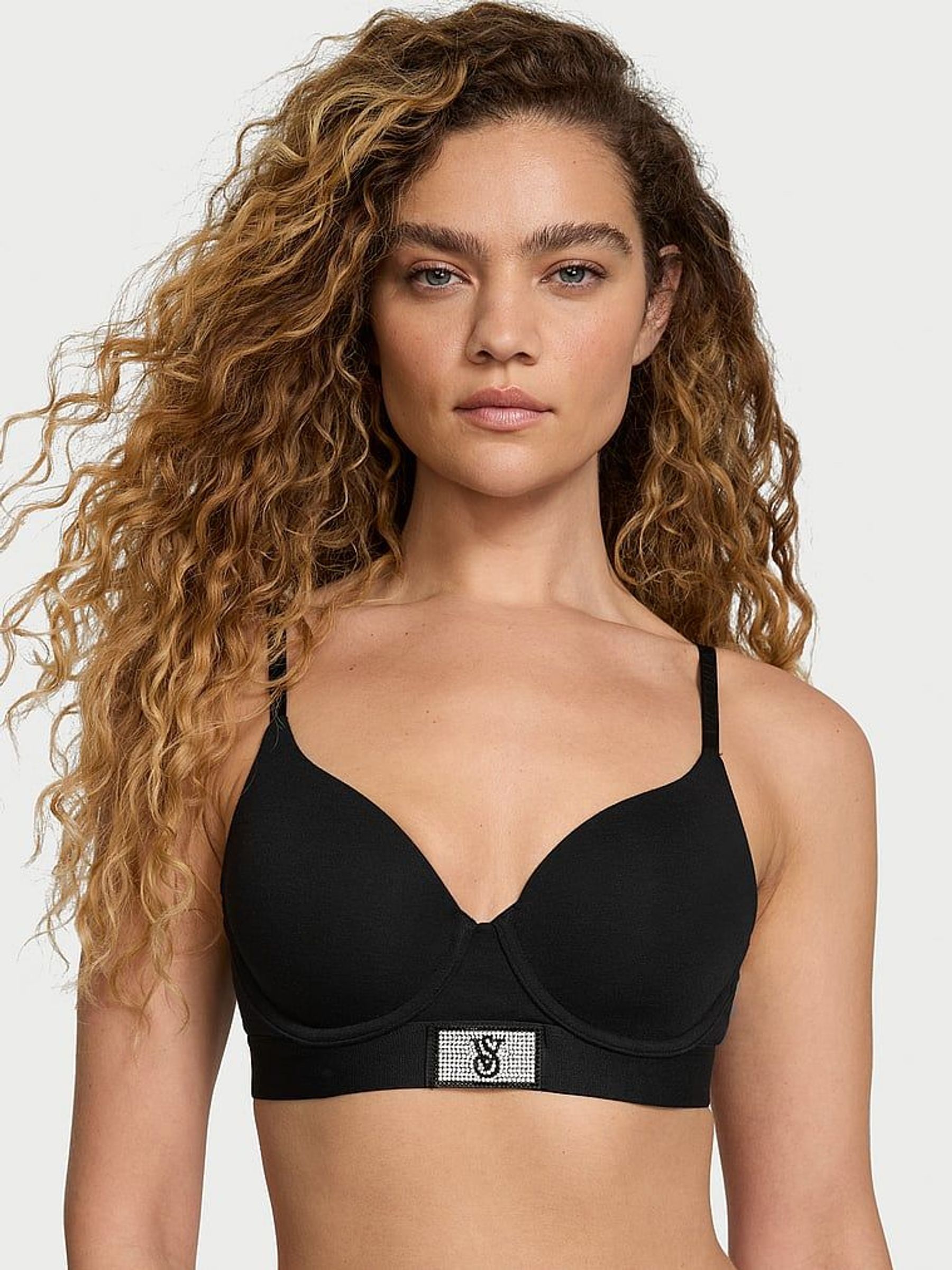 Black Lightly Lined Full Cup Shine Patch Bra (E31176) | £39