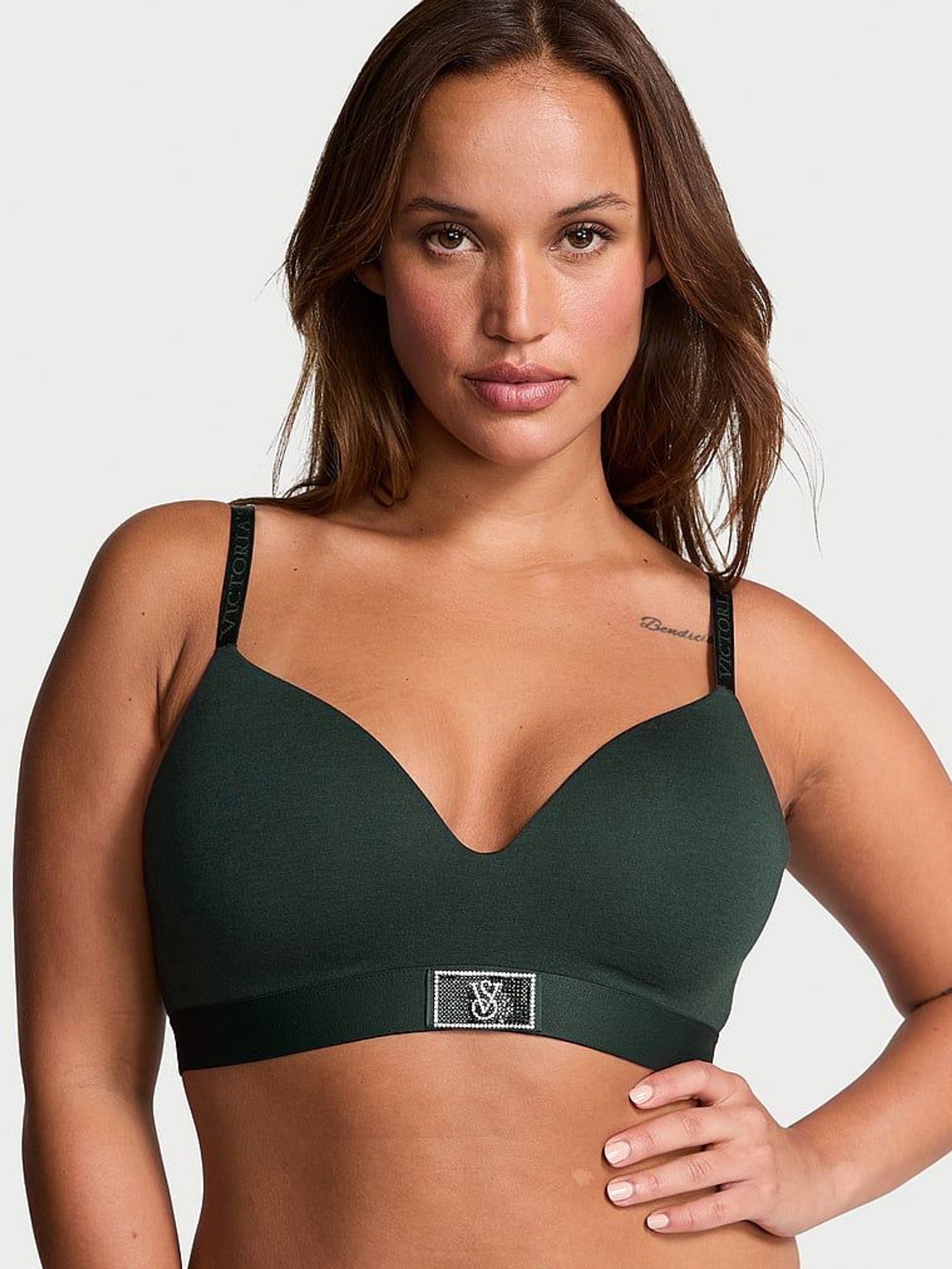 Botanical Green Non Wired Lightly Lined Shine Patch Bra (E31188) | £19