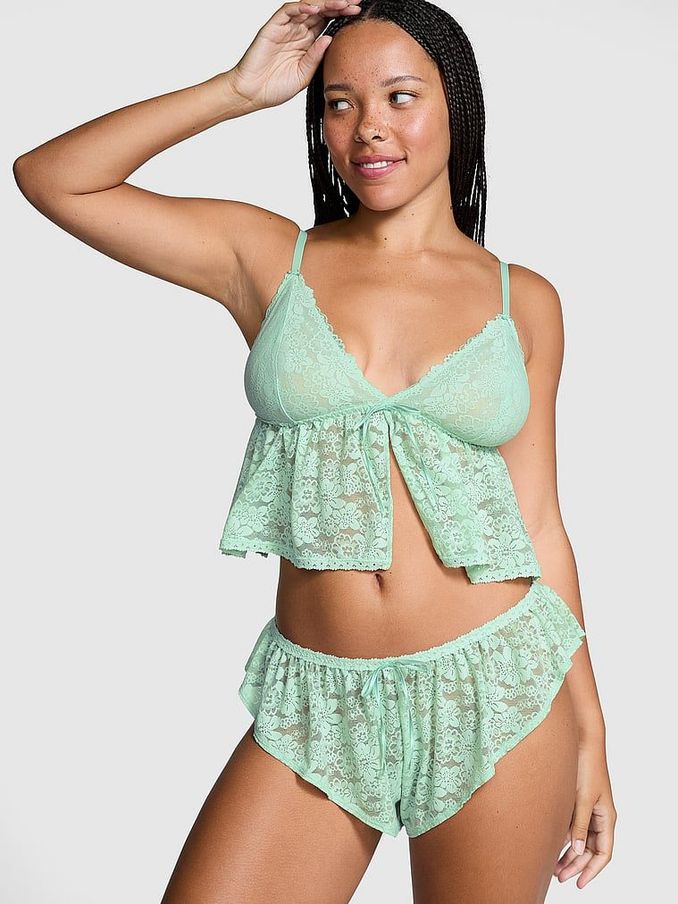 Mint Green Lace Cami Pyjama Set (E31199) | £19