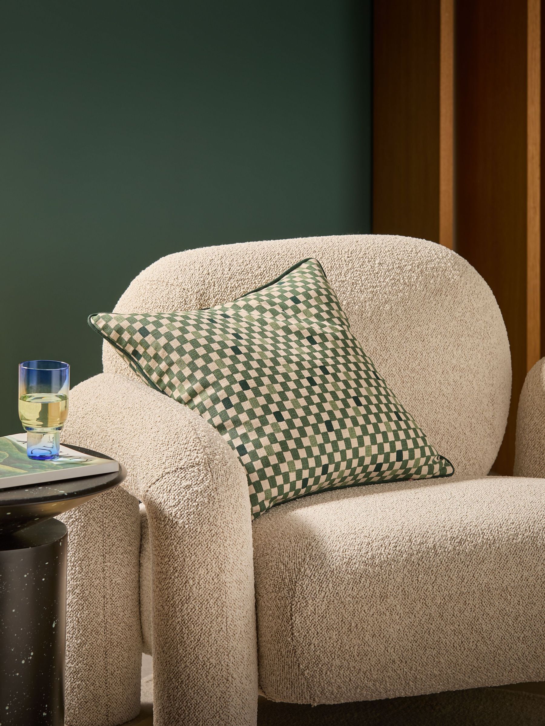 100% Cotton Desi Geo Cushion in Green (E31413) | £18