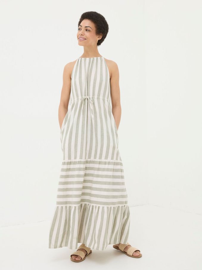 Amali Green Linen Blend Maxi Dress (E31946) | £34