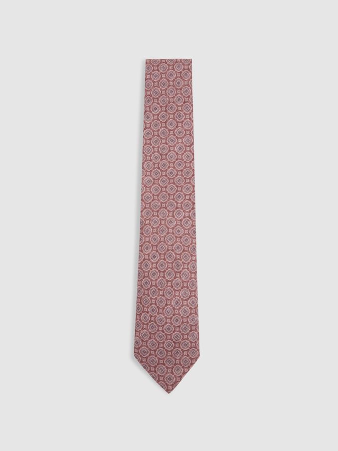 Silk Floral Medallion Tie in Dusty Pink (E32223) | £20