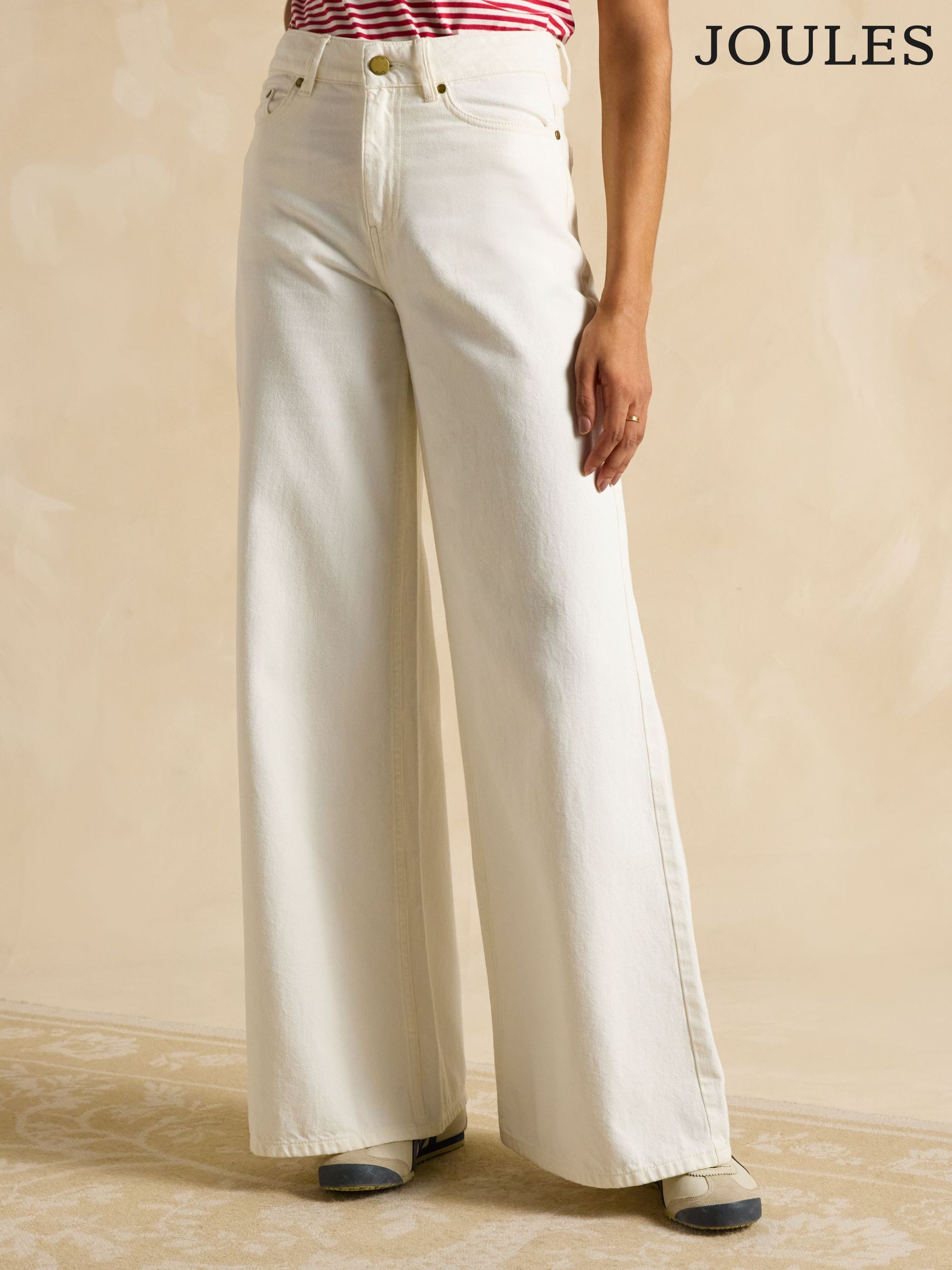 Cream Denim Mid-Rise Wide Leg Palazzo Jeans (E32949) | £59