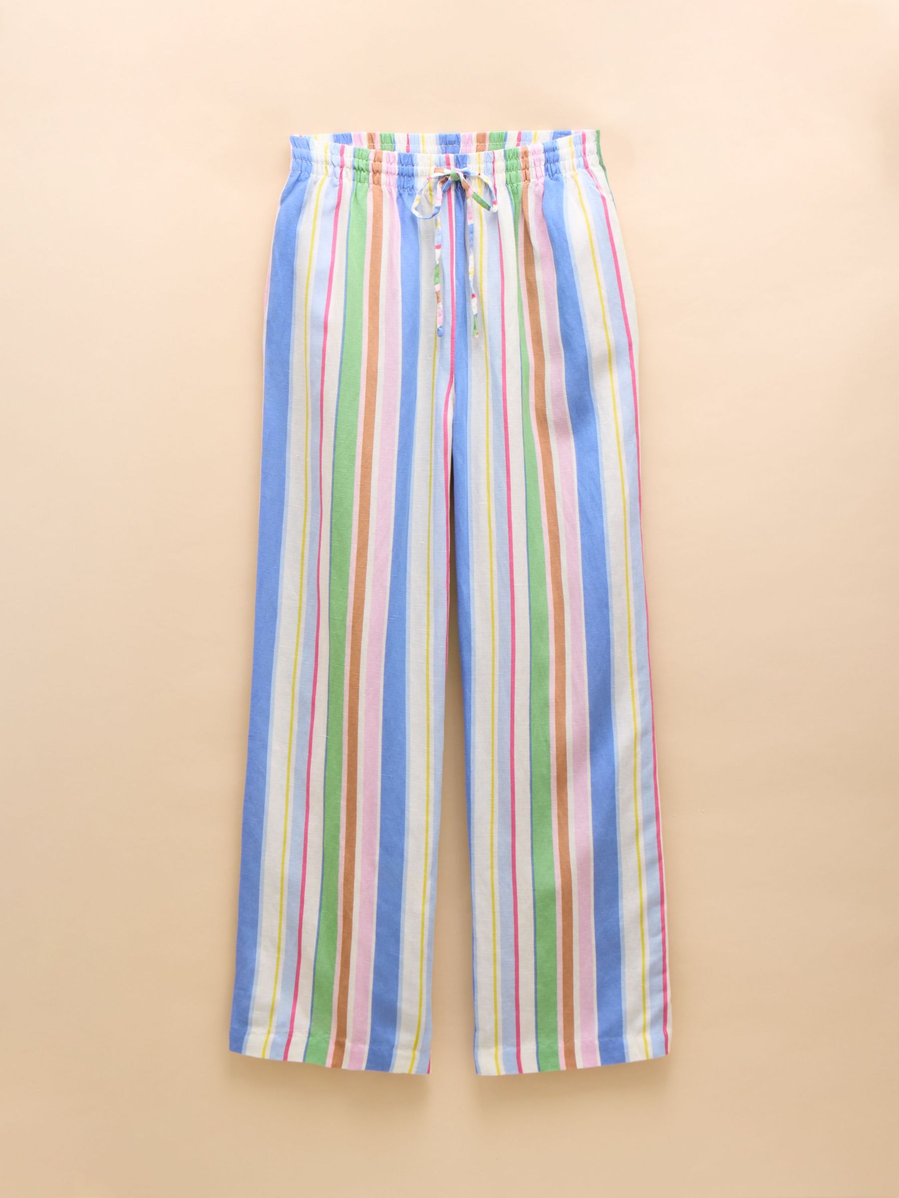 Pull On Multi Stripe Trousers with Linen