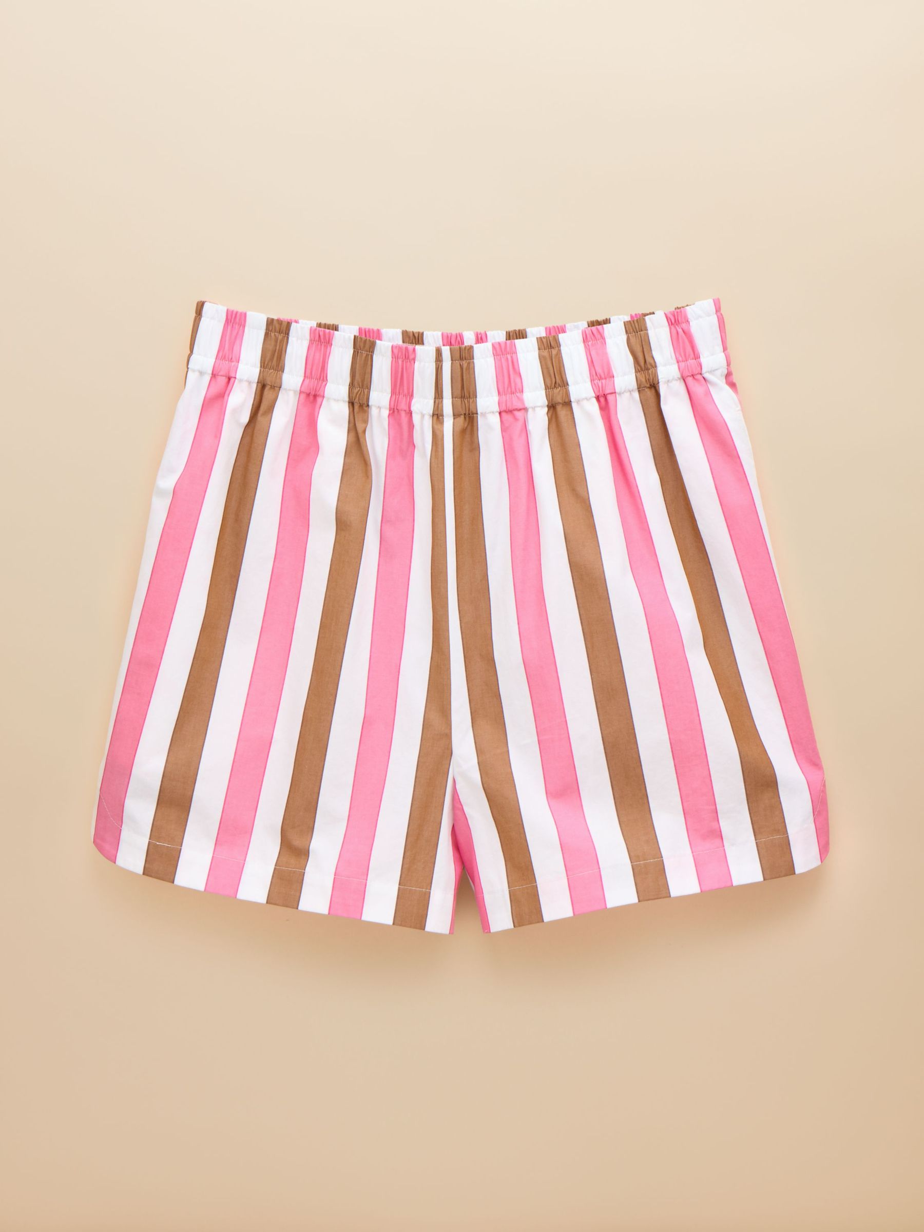 Pink/Brown Cotton Striped Shorts