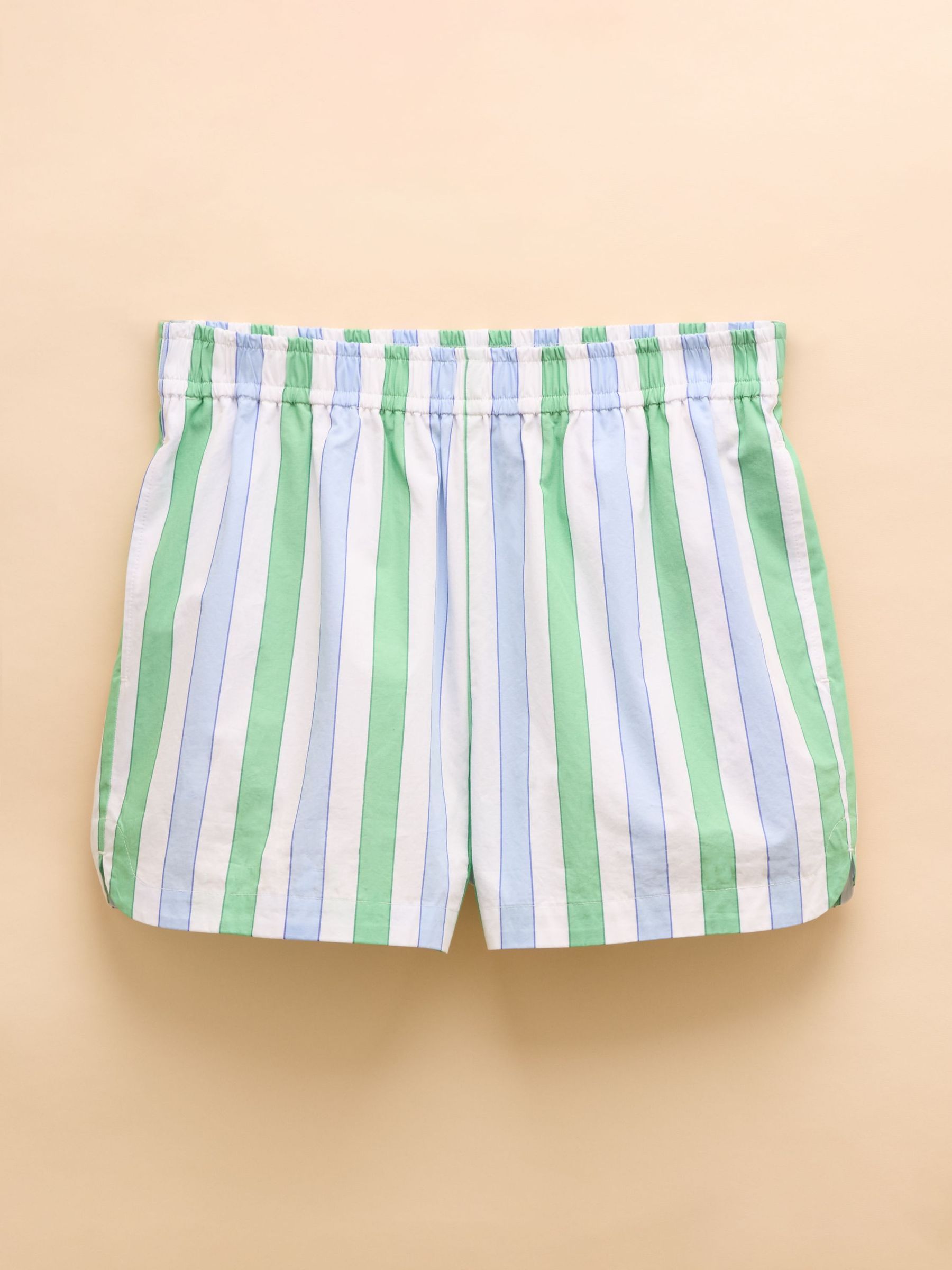 Blue/Green Cotton Striped Shorts